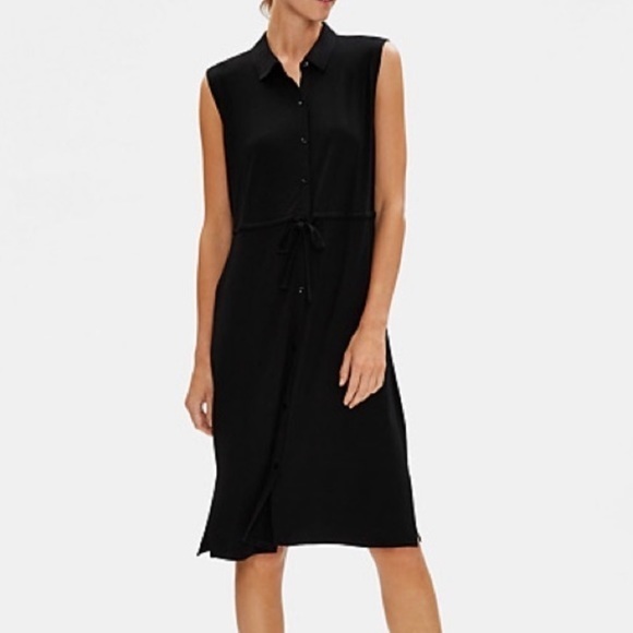 Eileen Fisher Dresses & Skirts - Eileen Fisher Black Viscose Signature Jersey Shirt Dress - Size Medium
